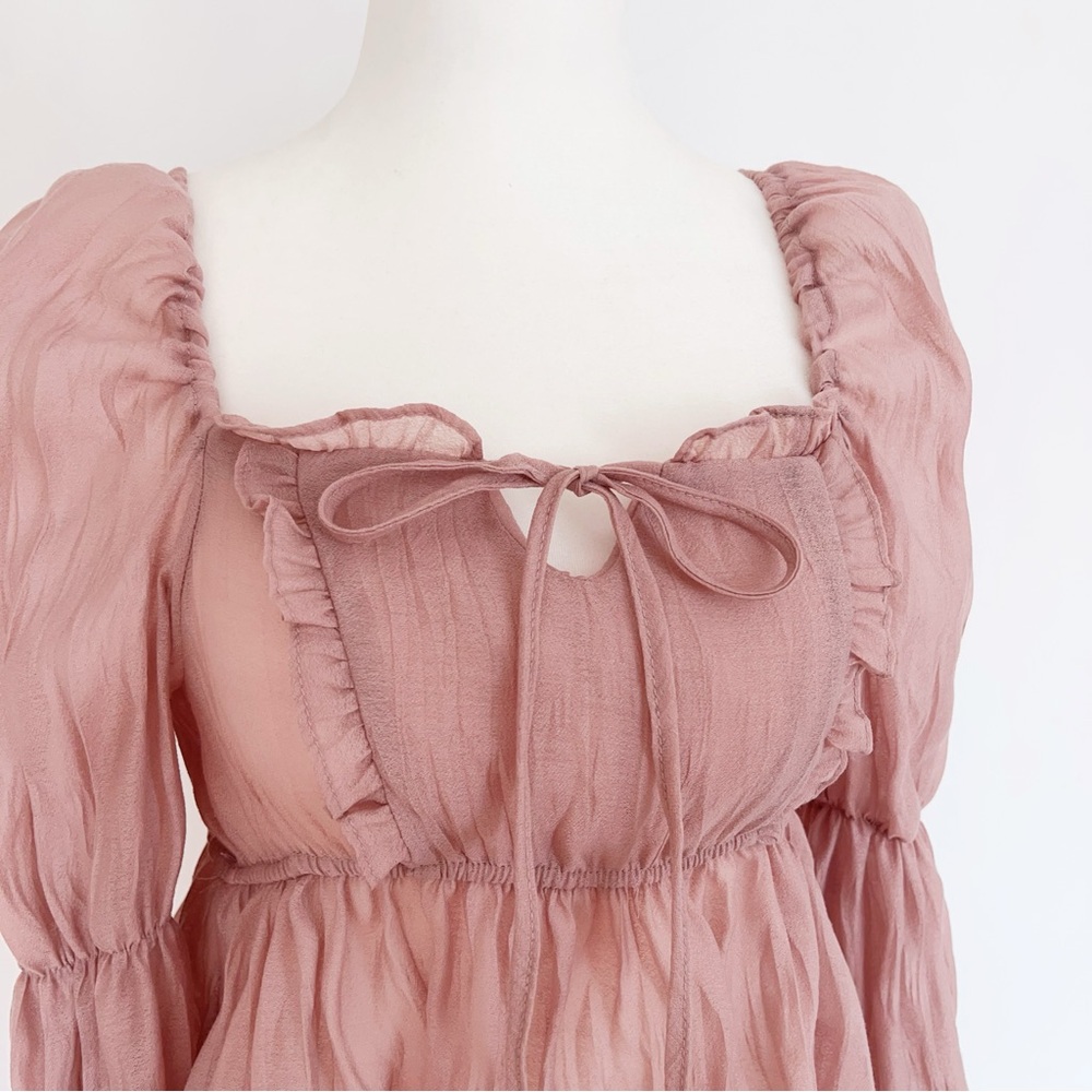 Fairycore Sheer Blouse – Soft Romantic Puff Sleeve Top！100% new condition! - Picture 7 of 10